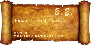 Bender Erzsébet névjegykártya